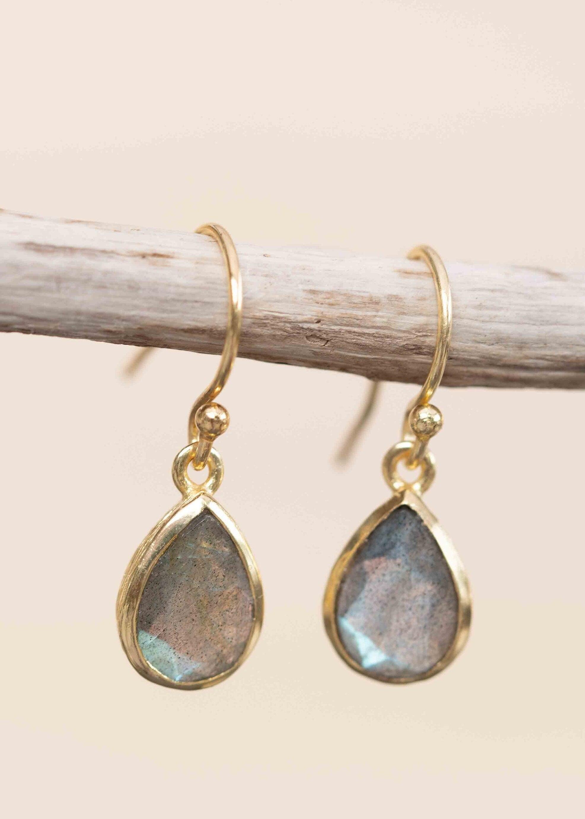 Labradorite Tear Drop Earrings ~ Jewelry ~ 18k Gold Plated ~ Natural ~ Minimalist Everyday ~ Gift for Her ~ Boho ~ Hippie ~ ME187