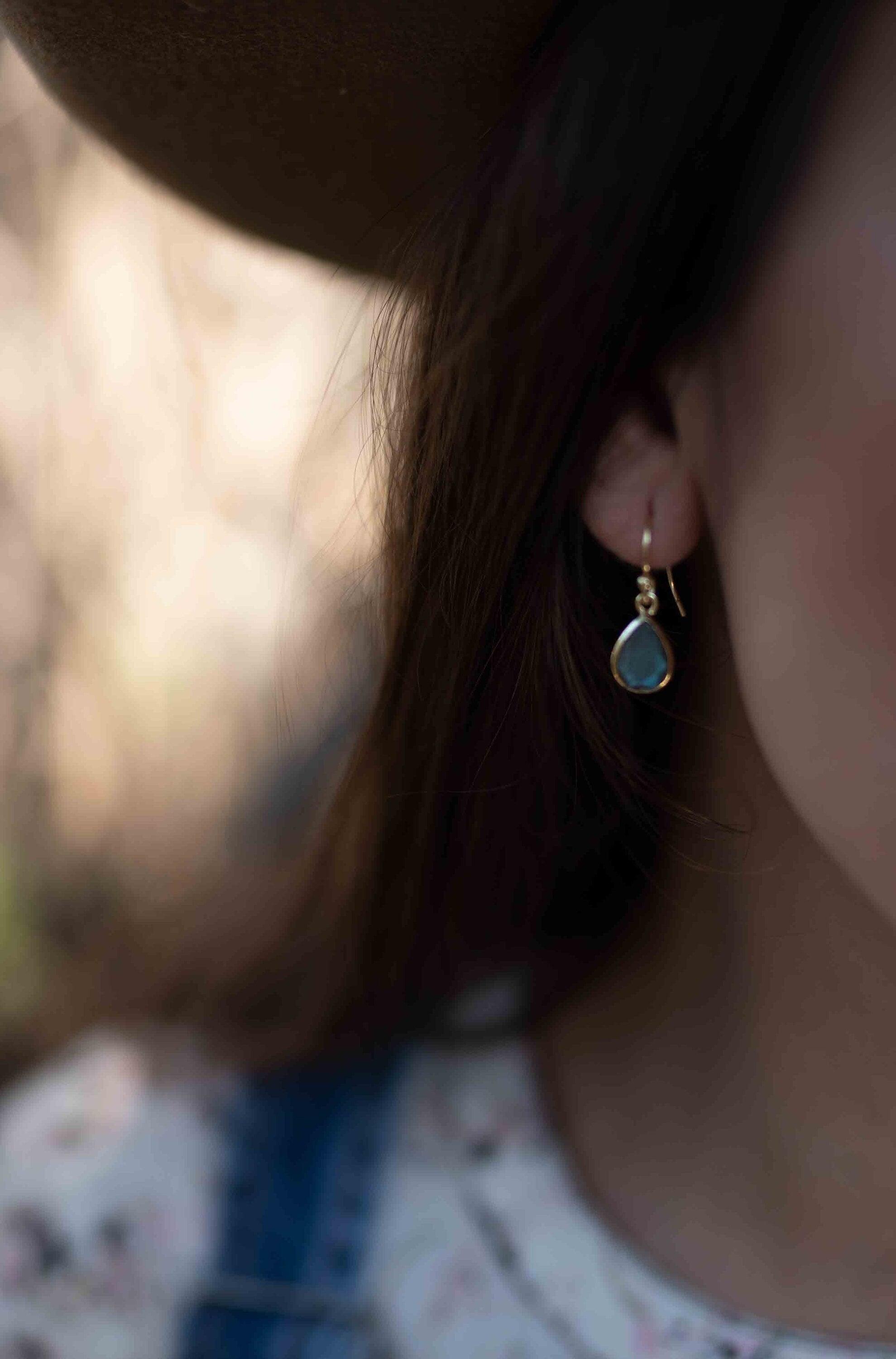 Labradorite Tear Drop Earrings ~ Jewelry ~ 18k Gold Plated ~ Natural ~ Minimalist Everyday ~ Gift for Her ~ Boho ~ Hippie ~ ME187