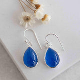Blue Chalcedony Earrings~ Sterling Silver 925 ~Dangle Earrings ~Silver Earrings ~ Chalcedony ~Tear Drop Gemstone ~ Natural Stone ~ ME140
