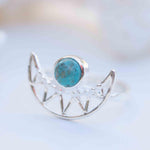 Turquoise Ring ~ Sterling Silver 925 ~ Half Moon ~ Handmade ~ Gemstone ~ Statement~ December Birthstone Boho MR129