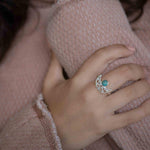 Turquoise Ring ~ Sterling Silver 925 ~ Half Moon ~ Handmade ~ Gemstone ~ Statement~ December Birthstone Boho MR129