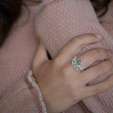 Turquoise Ring ~ Sterling Silver 925 ~ Half Moon ~ Handmade ~ Gemstone ~ Statement~ December Birthstone Boho MR129