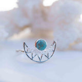 Turquoise Ring ~ Sterling Silver 925 ~ Half Moon ~ Handmade ~ Gemstone ~ Statement~ December Birthstone Boho MR129
