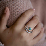 Turquoise Ring ~ Sterling Silver 925 ~ Half Moon ~ Handmade ~ Gemstone ~ Statement~ December Birthstone Boho MR129