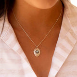 Labradorite or Larimar Pendant ~ Hammered ~ Sterling Silver 925  ~ Delicate ~ Bohemian ~  Charm ~ MN080