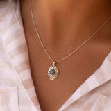 Labradorite or Larimar Pendant ~ Hammered ~ Sterling Silver 925  ~ Delicate ~ Bohemian ~  Charm ~ MN081