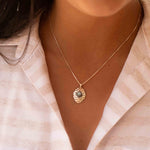Labradorite or Larimar Pendant ~ Hammered ~ Sterling Silver 925  ~ Delicate ~ Bohemian ~  Charm ~ MN081