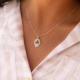Labradorite or Larimar Pendant ~ Hammered ~ Sterling Silver 925  ~ Delicate ~ Bohemian ~  Charm ~ MN081