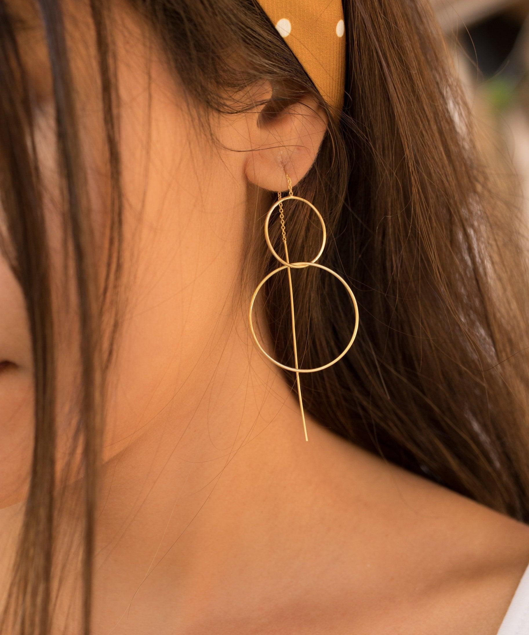 Threader Earrings ~ 18k Gold Plated ~ME095 - Maresia Jewelry