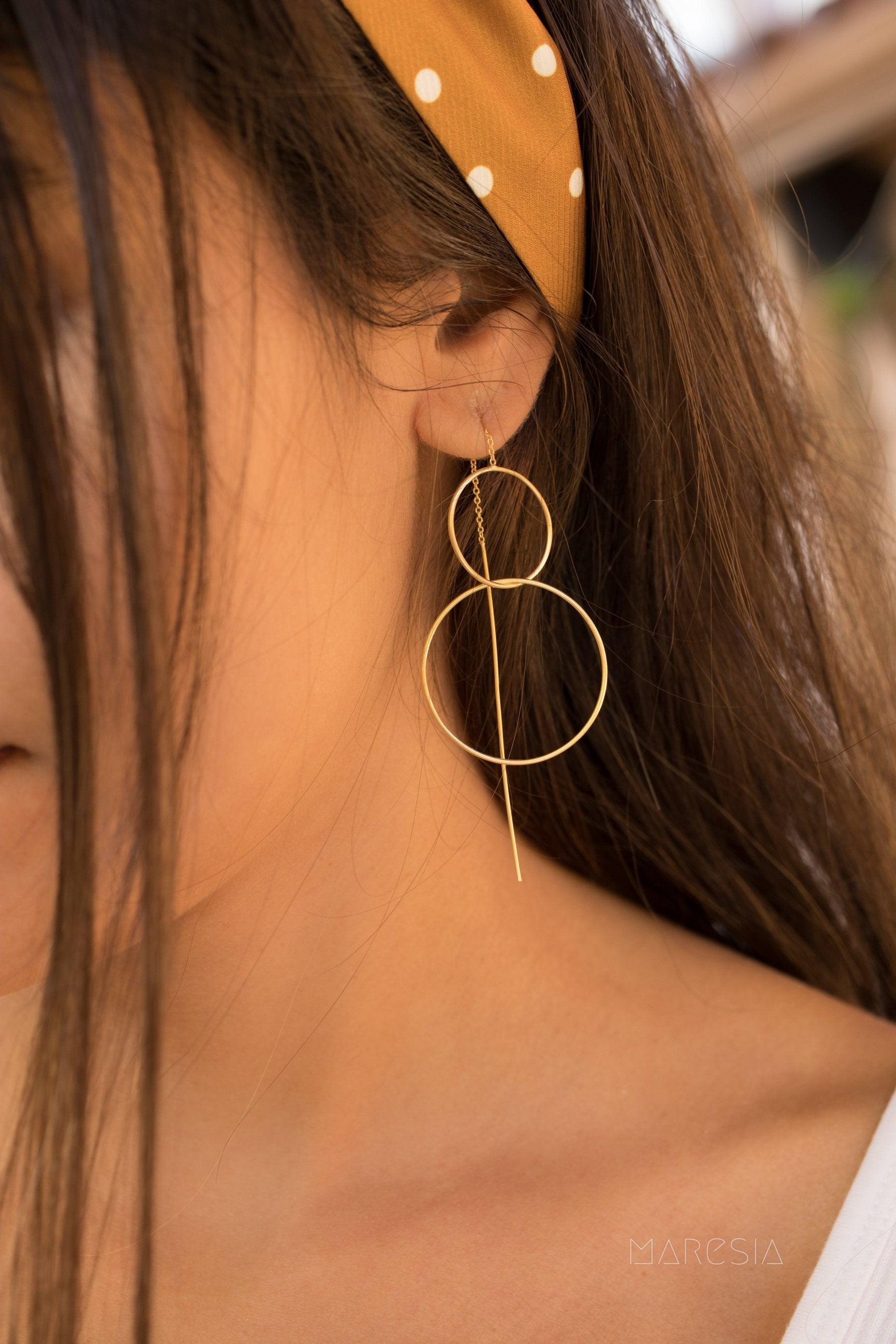 Threader Earrings ~ 18k Gold Plated ~ME095 - Maresia Jewelry