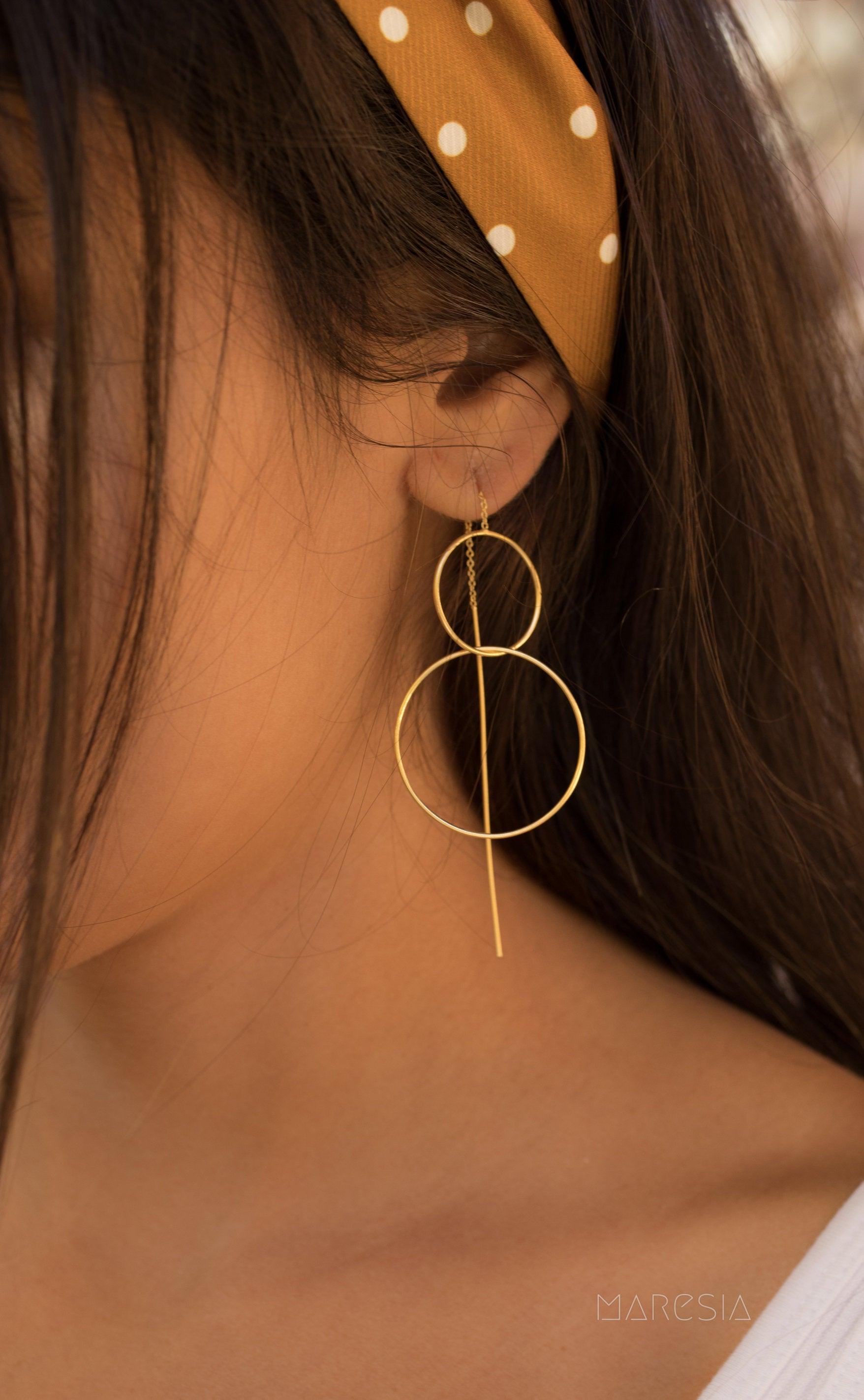 Threader Earrings ~ 18k Gold Plated ~ME095 - Maresia Jewelry
