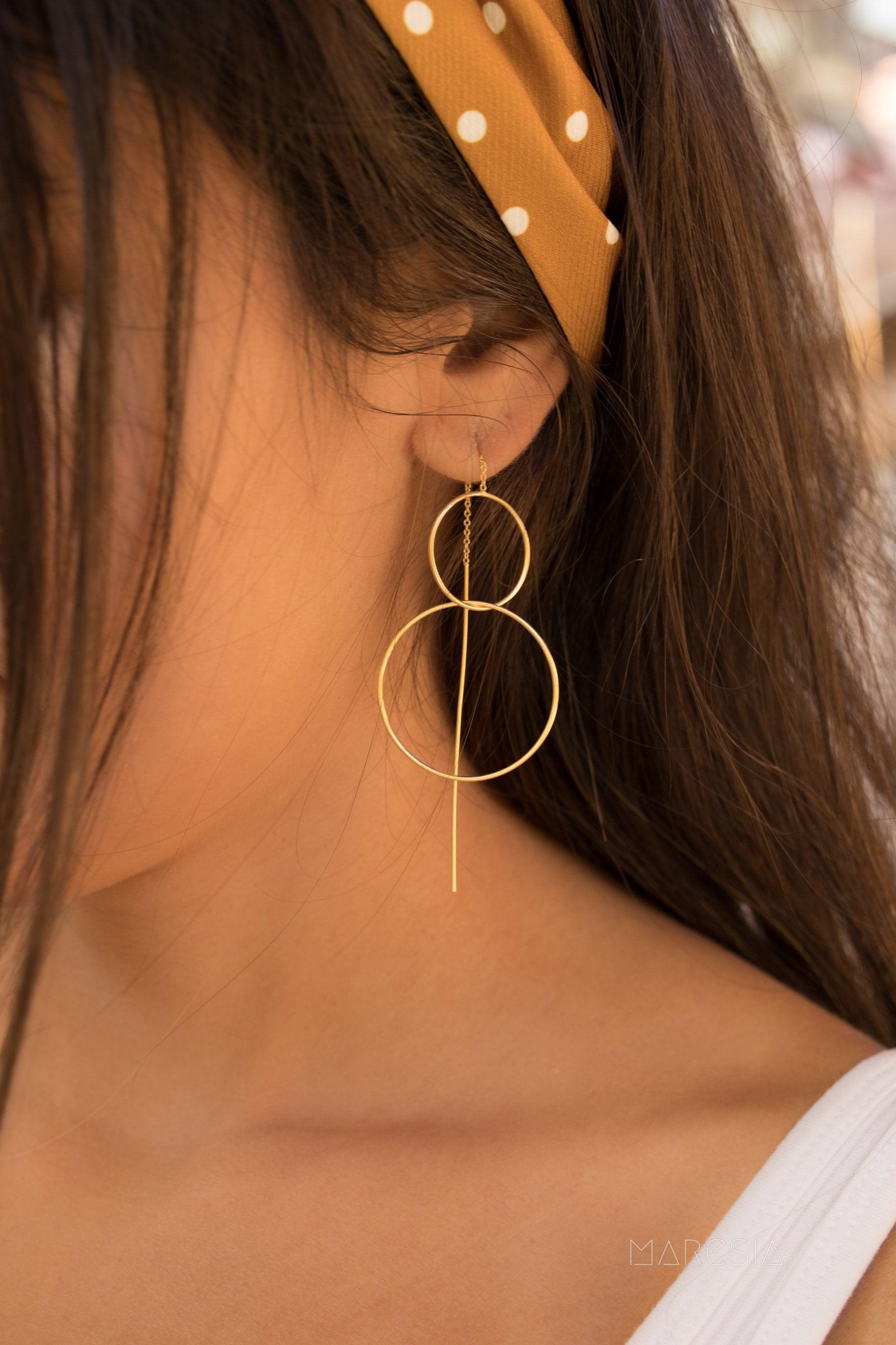 Threader Earrings ~ 18k Gold Plated ~ME095 - Maresia Jewelry