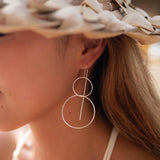 Threader Earrings ~ 18k Gold Plated or Silver Plated Earrings ~ Circle~  Geometric ~Dangle Earrings ~ Handmade ~ Jewelry ~ ME095B