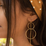 Threader Earrings ~ 18k Gold Plated or Silver Plated Earrings ~ Circle~  Geometric ~Dangle Earrings ~ Handmade ~ Jewelry ~ ME095B