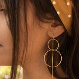 Threader Earrings ~ 18k Gold Plated or Silver Plated Earrings ~ Circle~  Geometric ~Dangle Earrings ~ Handmade ~ Jewelry ~ ME095B