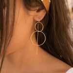 Threader Earrings ~ 18k Gold Plated or Silver Plated Earrings ~ Circle~  Geometric ~Dangle Earrings ~ Handmade ~ Jewelry ~ ME095B