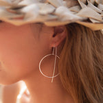 Threader Earrings ~ 18k Gold Plated or Silver Plated  Earrings ~ Circle~  Geometric ~Dangle Earrings ~ Handmade ~ Jewelry ~ ME130B