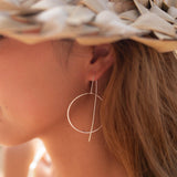 Threader Earrings ~ 18k Gold Plated or Silver Plated  Earrings ~ Circle~  Geometric ~Dangle Earrings ~ Handmade ~ Jewelry ~ ME130B
