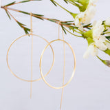 Threader Earrings ~ 18k Gold Plated or Silver Plated  Earrings ~ Circle~  Geometric ~Dangle Earrings ~ Handmade ~ Jewelry ~ ME130B