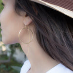 Threader Earrings ~ 18k Gold Plated or Silver Plated  Earrings ~ Circle~  Geometric ~Dangle Earrings ~ Handmade ~ Jewelry ~ ME130B