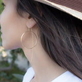 Threader Earrings ~ 18k Gold Plated or Silver Plated  Earrings ~ Circle~  Geometric ~Dangle Earrings ~ Handmade ~ Jewelry ~ ME130B