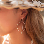 Threader Earrings ~ 18k Gold Plated or Silver Plated  Earrings ~ Circle~  Geometric ~Dangle Earrings ~ Handmade ~ Jewelry ~ ME130B