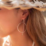 Threader Earrings ~ 18k Gold Plated or Silver Plated  Earrings ~ Circle~  Geometric ~Dangle Earrings ~ Handmade ~ Jewelry ~ ME130B