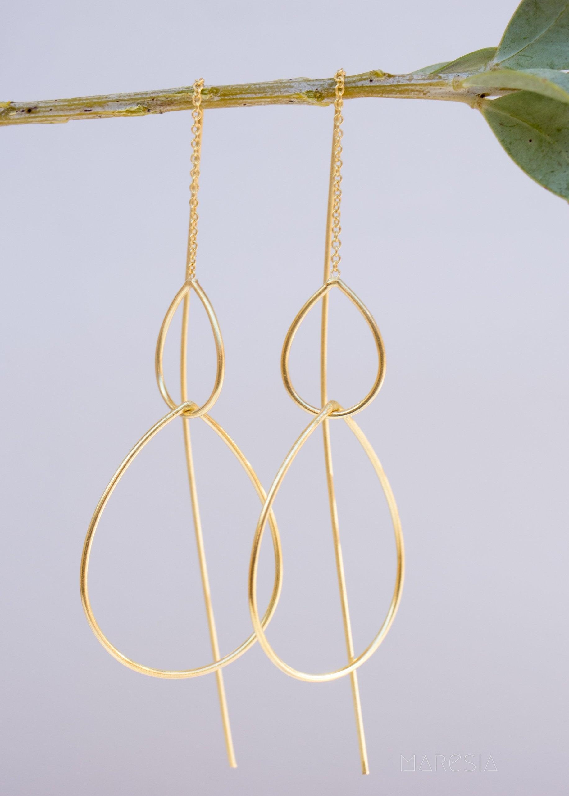 Threader Earrings ~ 18k Gold Plated or Silver Plated~ ME027 - Maresia Jewelry