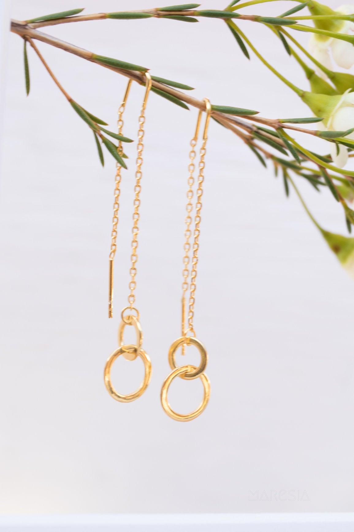 Threader Earrings ~ 18k Gold Vermeil~ ME113 - Maresia Jewelry