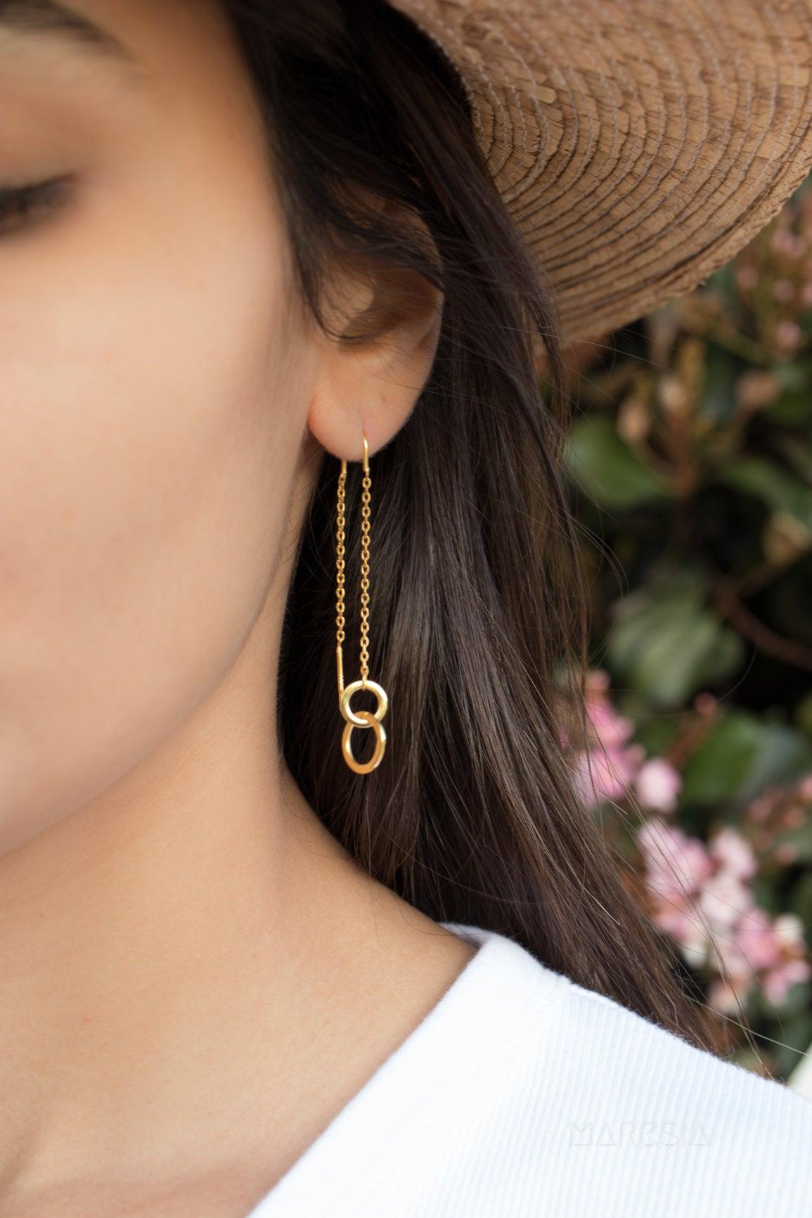 Threader Earrings ~ 18k Gold Vermeil~ ME113 - Maresia Jewelry