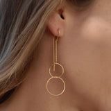 Threader Earrings ~ 18k Gold Vermeil Earrings ~ Circle~  Geometric ~Dangle Earrings ~ Handmade ~ Jewelry ~ Gift for her ~ - Maresia Jewelry