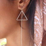 Threader Triangle Earrings ~  Sterling Silver 925  ~ ME029B - Maresia Jewelry
