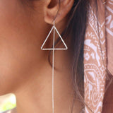 Threader Triangle Earrings ~  Sterling Silver 925  ~ ME029B - Maresia Jewelry
