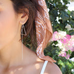 Threader Triangle Earrings ~  Sterling Silver 925  ~ ME029B - Maresia Jewelry