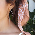 Threader Triangle Earrings ~  Sterling Silver 925  ~ ME029B - Maresia Jewelry