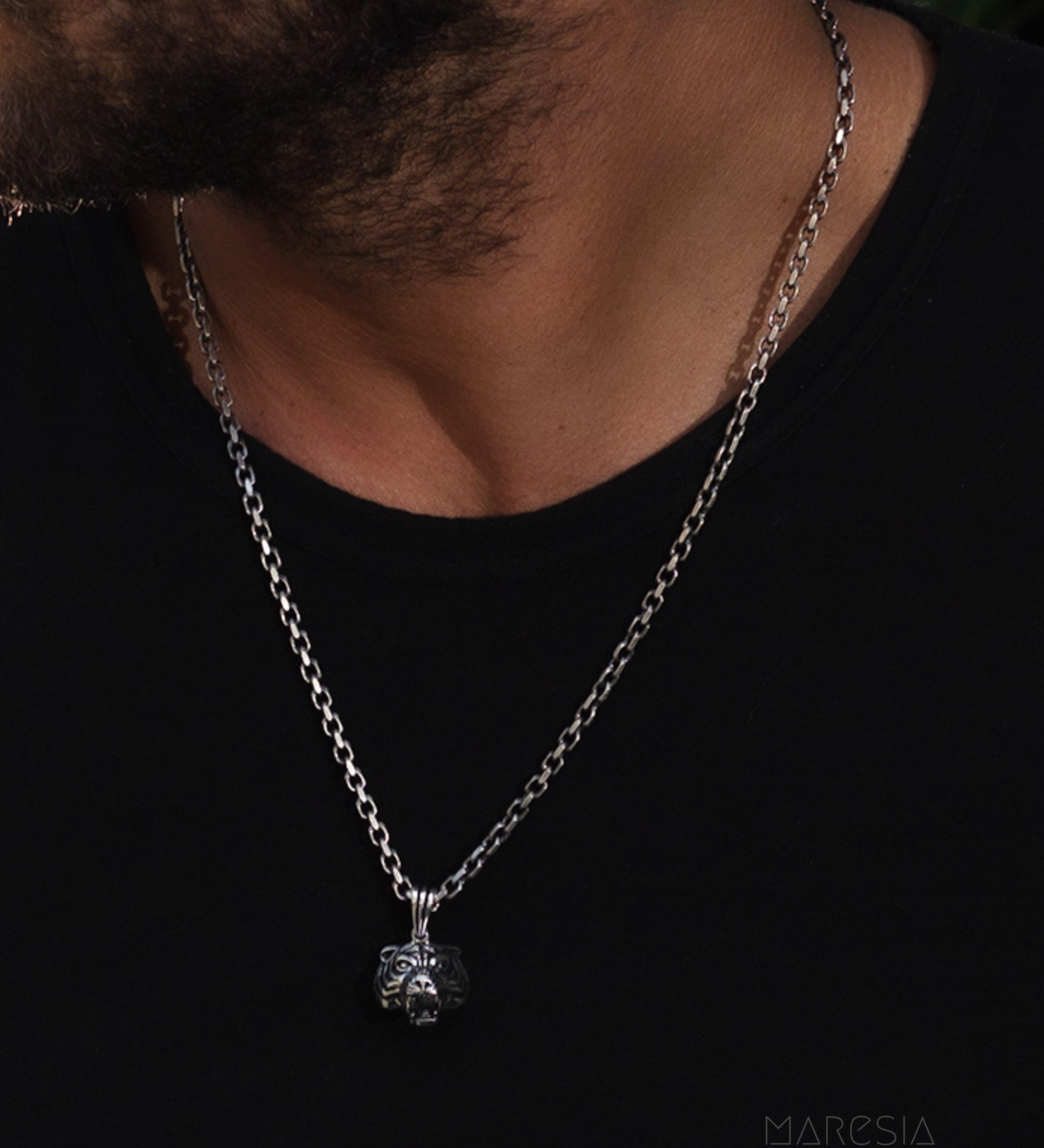 Tiger Men's Pendant ~ Sterling Silver 925 ~ - Maresia Jewelry