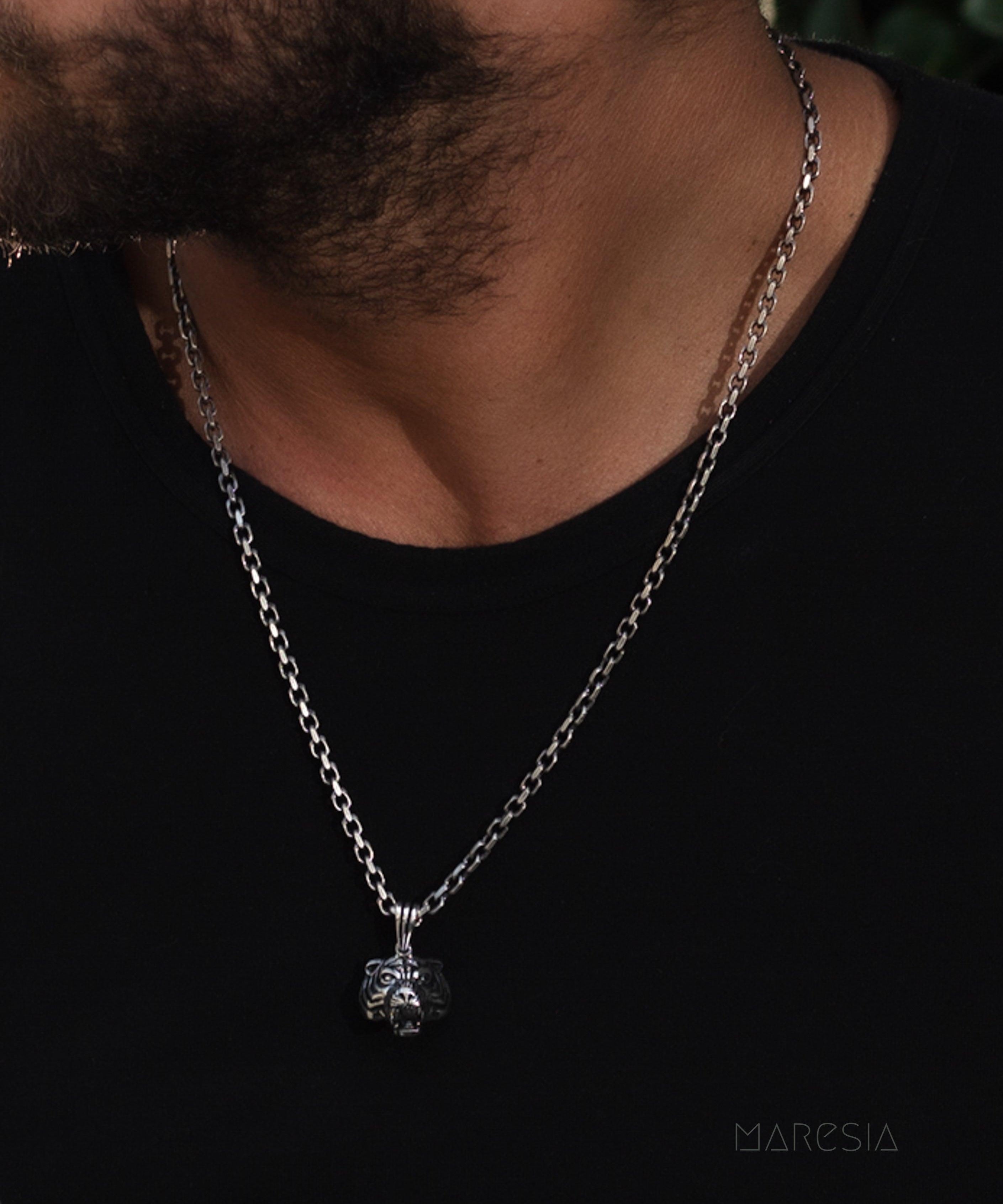 Tiger Men's Pendant ~ Sterling Silver 925 ~ - Maresia Jewelry