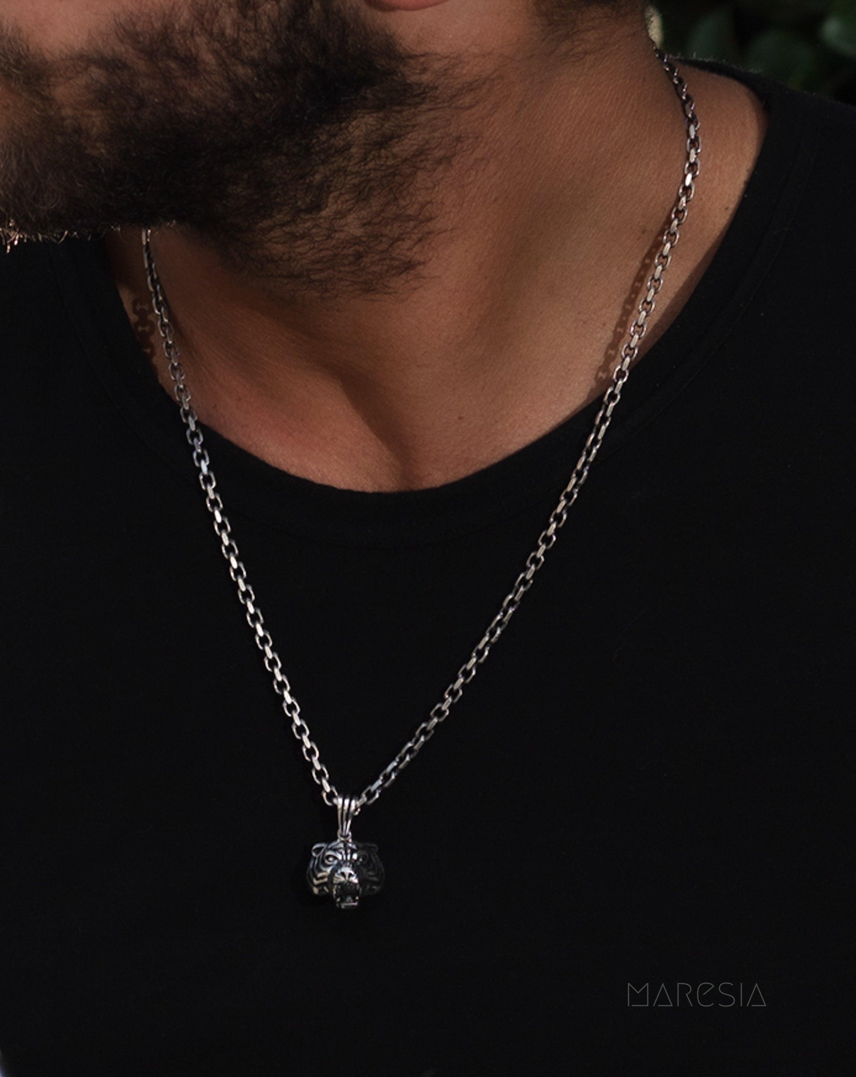 Tiger Men's Pendant ~ Sterling Silver 925 ~ - Maresia Jewelry