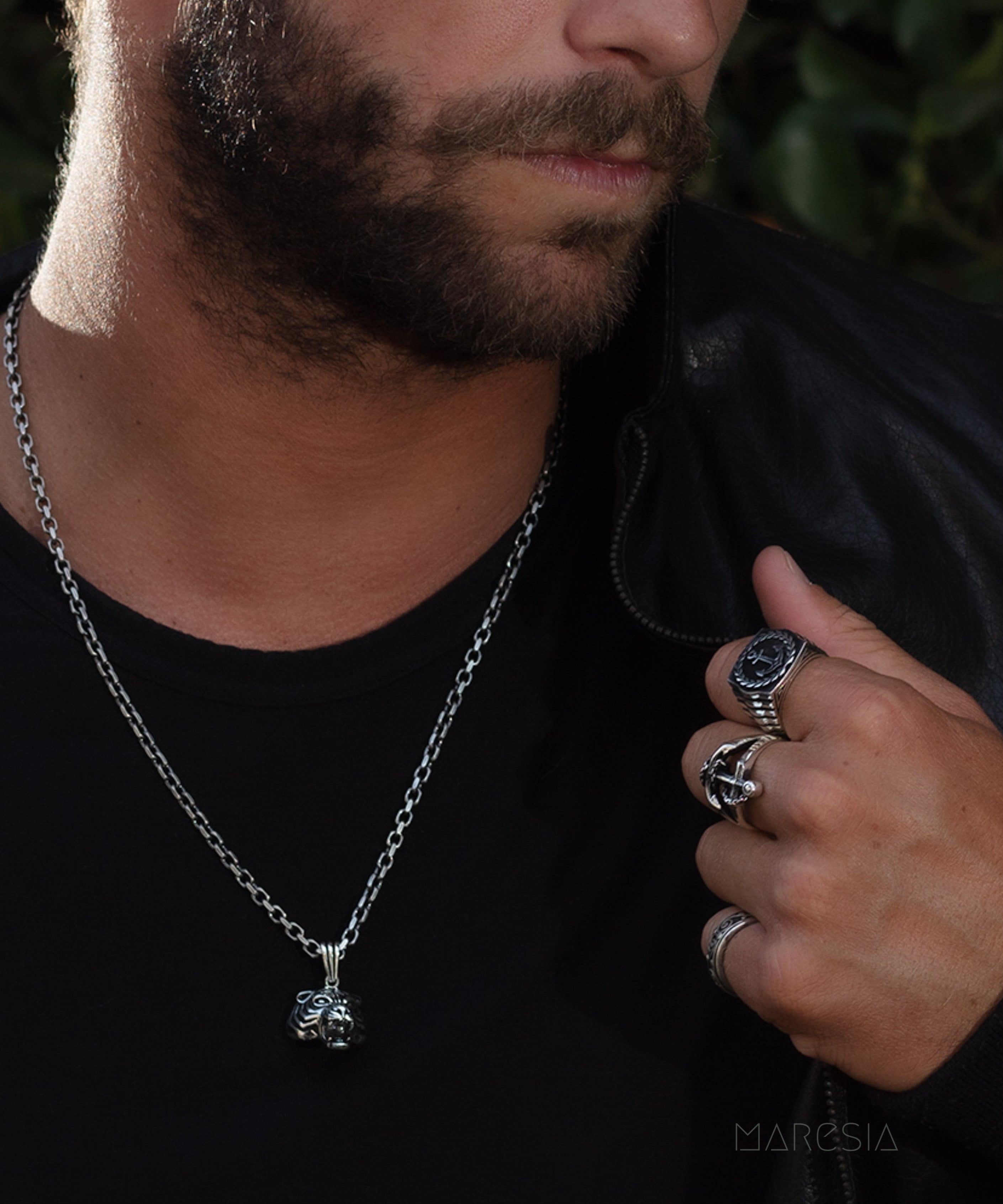 Tiger Men's Pendant ~ Sterling Silver 925 ~ - Maresia Jewelry
