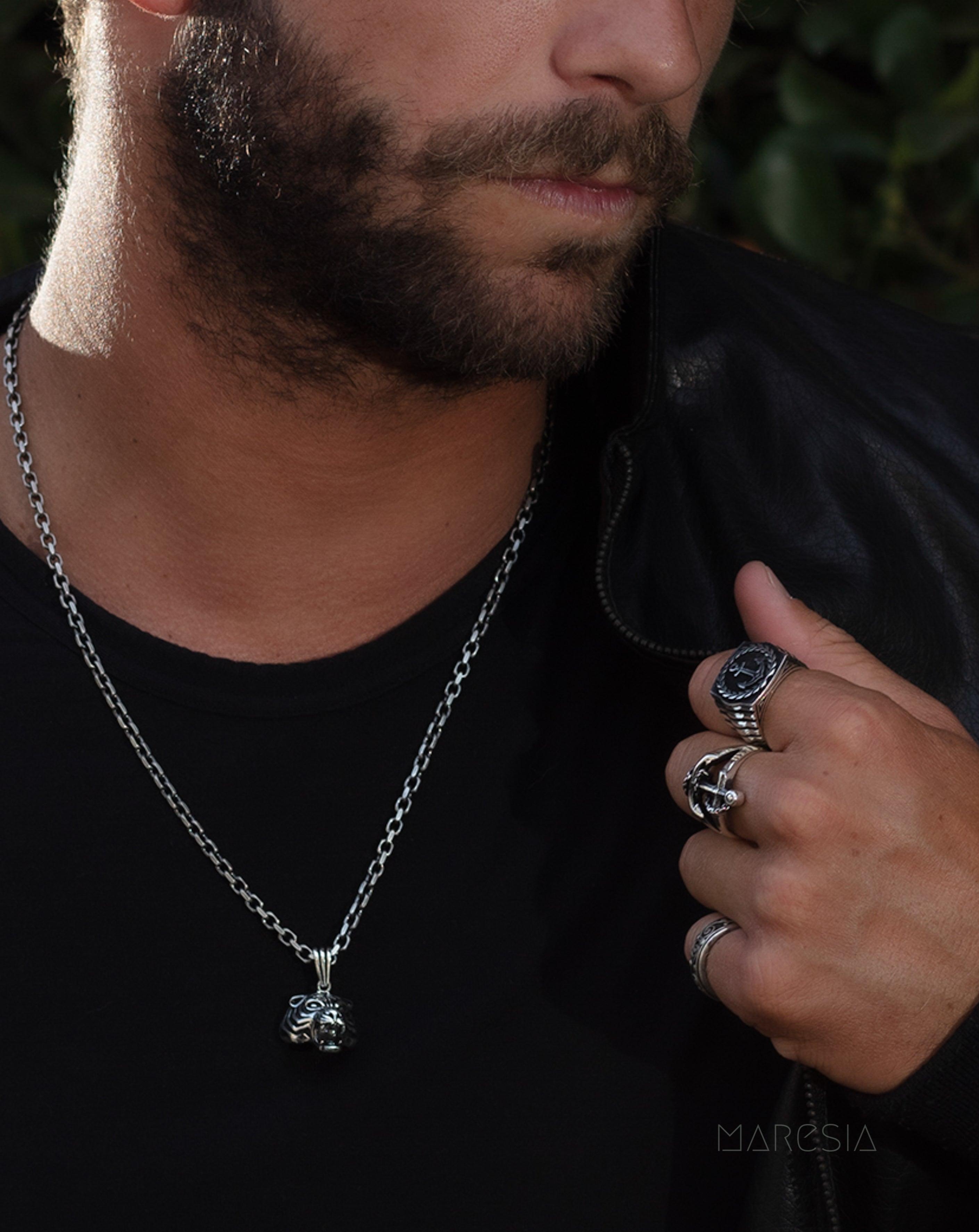Tiger Men's Pendant ~ Sterling Silver 925 ~ - Maresia Jewelry