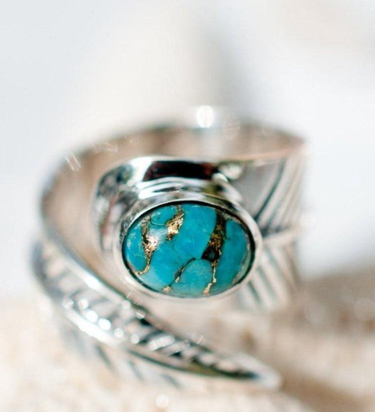 Tortuga Copper Turquoise Ring ~ Sterling Silver 925 ~ SMR130 - Maresia Jewelry