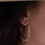 Tourmaline Hoop Earrings 18k Gold Plated Earrings ~ Gemstone ~ Post ~Boho design ~ Handmade ~ Jewelry ~ Gift for her ~ ME213