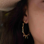 Tourmaline Hoop Earrings 18k Gold Plated Earrings ~ Gemstone ~ Post ~Boho design ~ Handmade ~ Jewelry ~ Gift for her ~ ME213