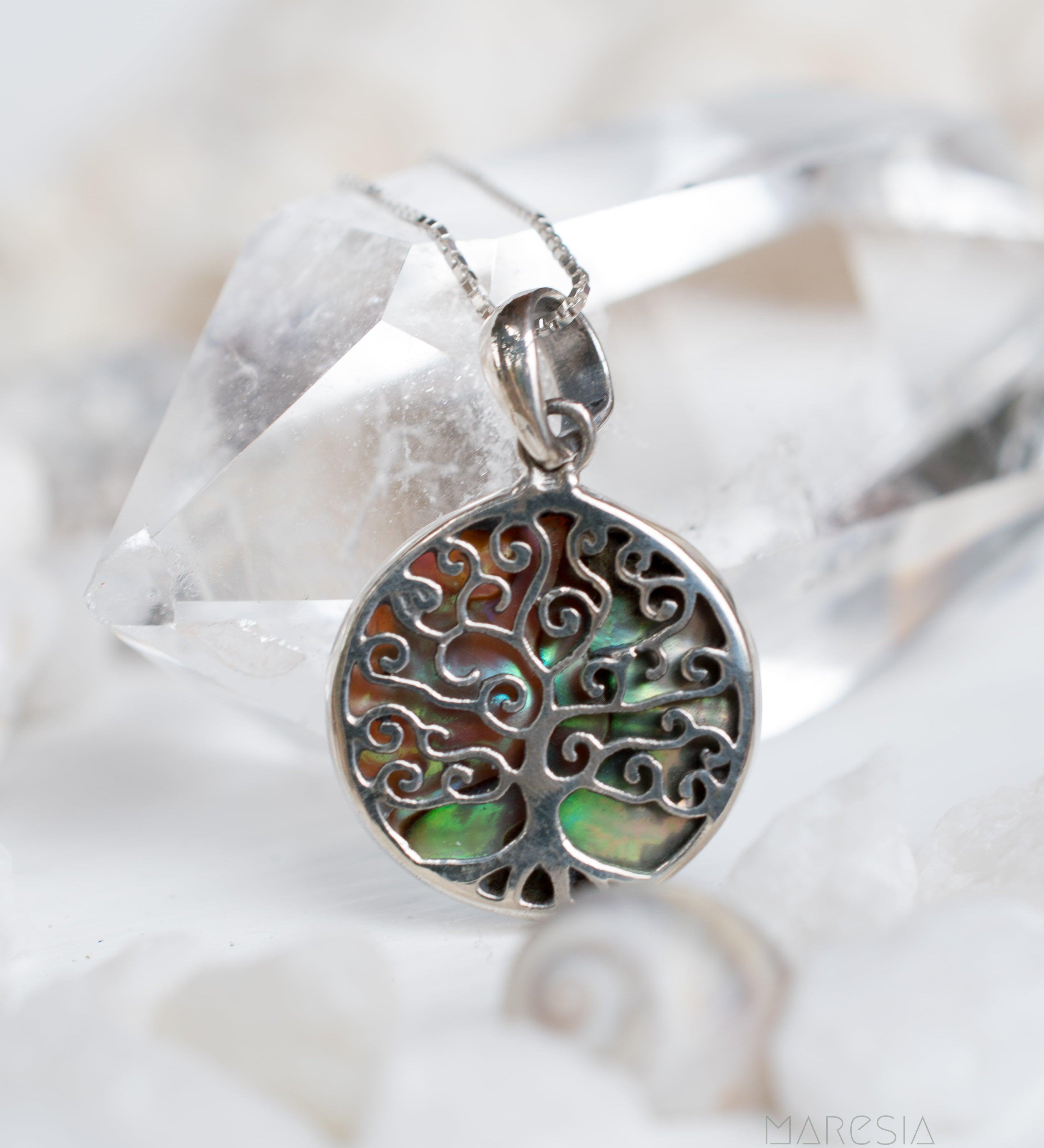 Tree of Life Small Pendant ~ Abalone, Mother of Pearl or Coral ~ Sterling Silver 925 ~SMP018 - Maresia Jewelry