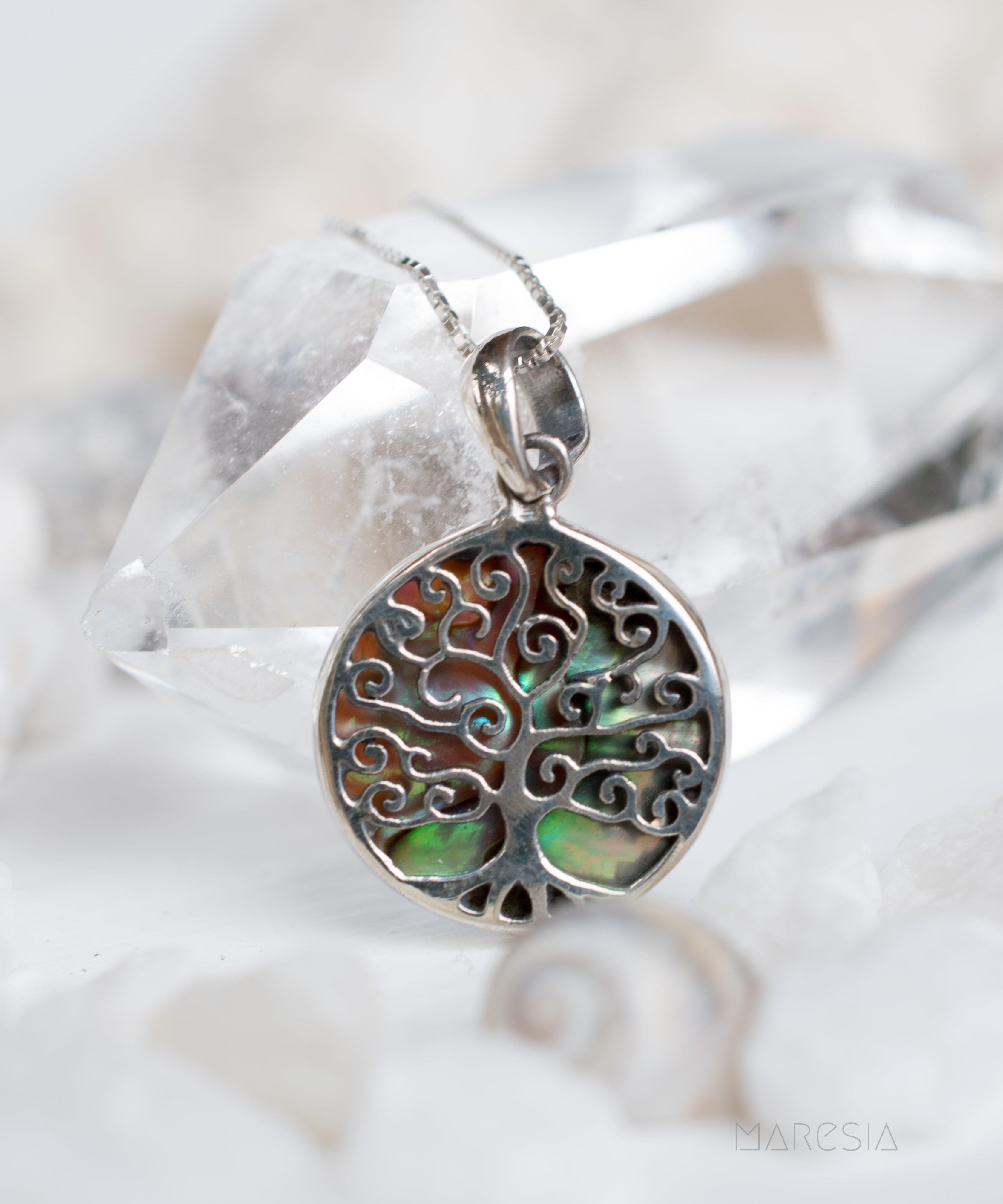 Tree of Life Small Pendant ~ Abalone, Mother of Pearl or Coral ~ Sterling Silver 925 ~SMP018 - Maresia Jewelry