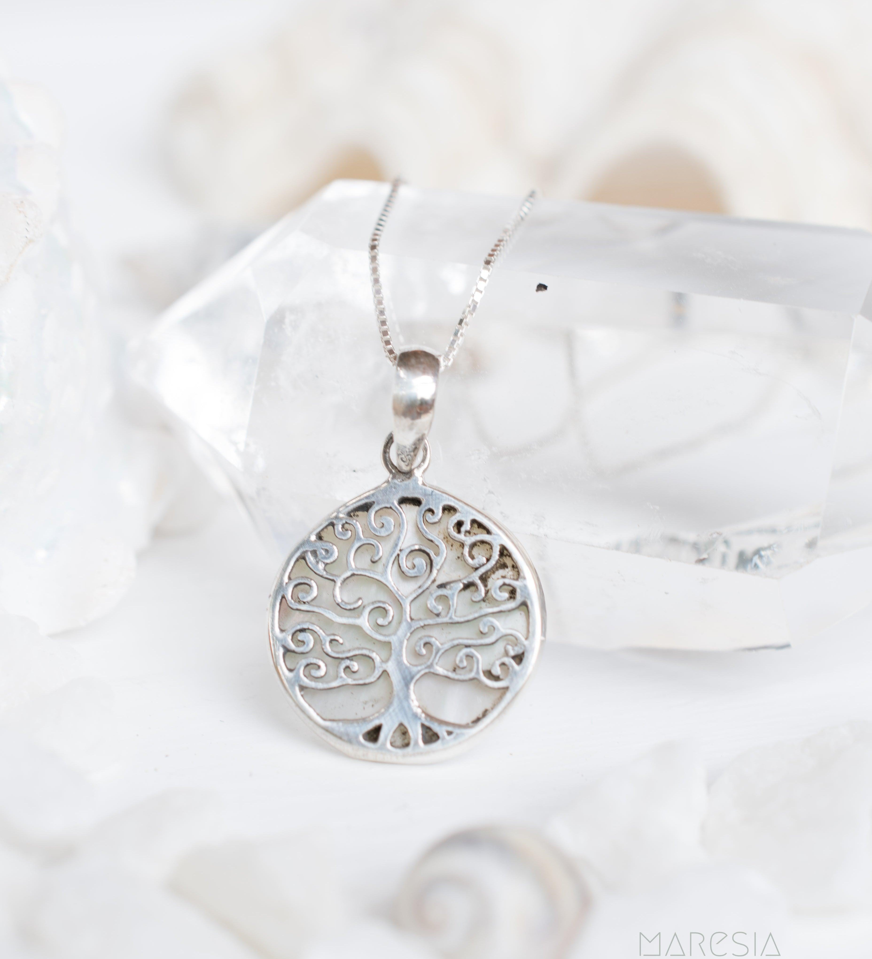 Tree of Life Small Pendant ~ Abalone, Mother of Pearl or Coral ~ Sterling Silver 925 ~SMP018 - Maresia Jewelry