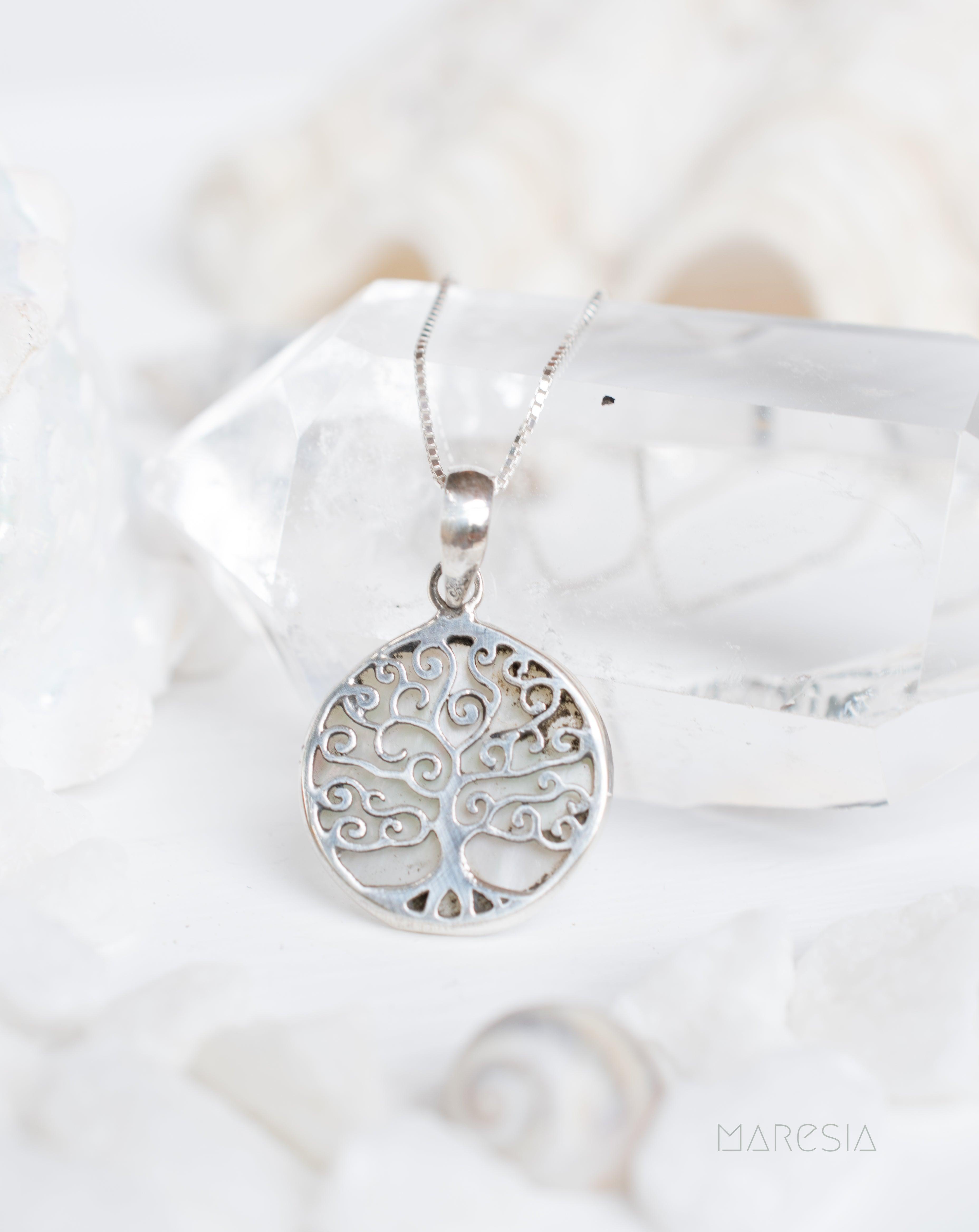 Tree of Life Small Pendant ~ Abalone, Mother of Pearl or Coral ~ Sterling Silver 925 ~SMP018 - Maresia Jewelry