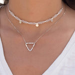 Triangle  Necklace Choker ~Sterling Silver 925 - Maresia Jewelry