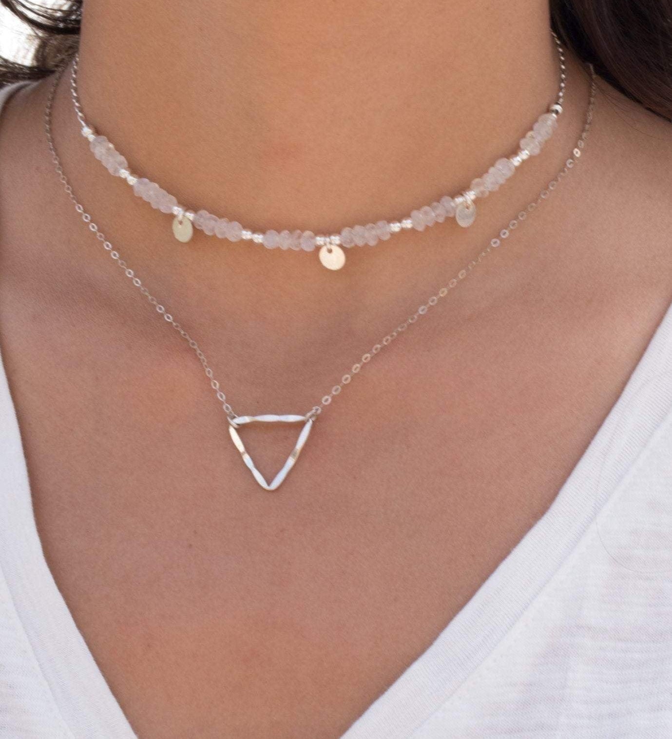 Triangle  Necklace Choker ~Sterling Silver 925 - Maresia Jewelry