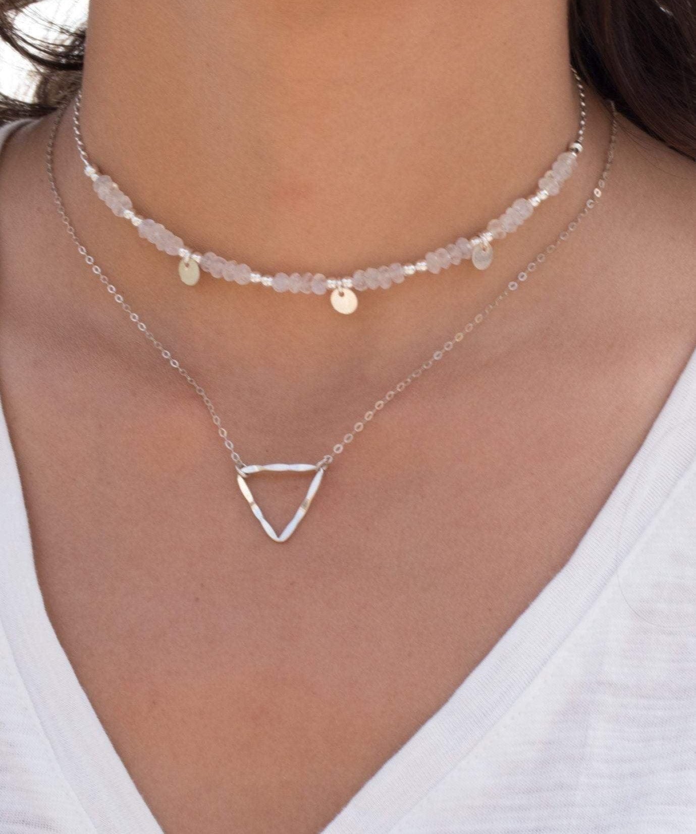 Triangle  Necklace Choker ~Sterling Silver 925 - Maresia Jewelry